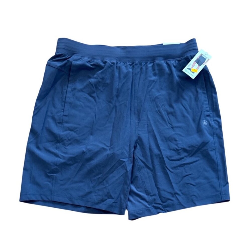 Gaiam Shorts Mens XL Blue Gray Performance Active Pockets & Drawstring Waist NEW